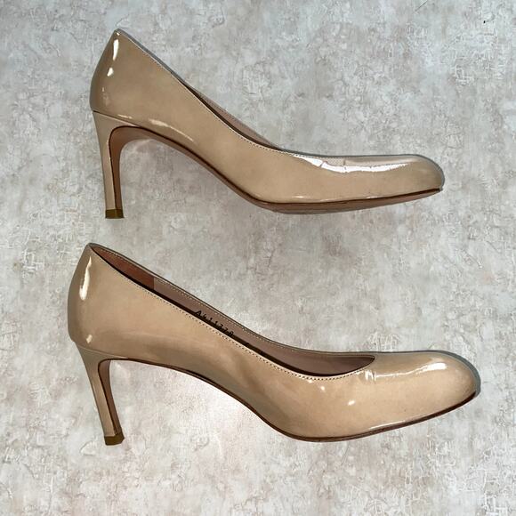 Stuart Weitzman Beige Patent Leather Sole Moody Round Toe Pumps Size 6M - Picture 10 of 12